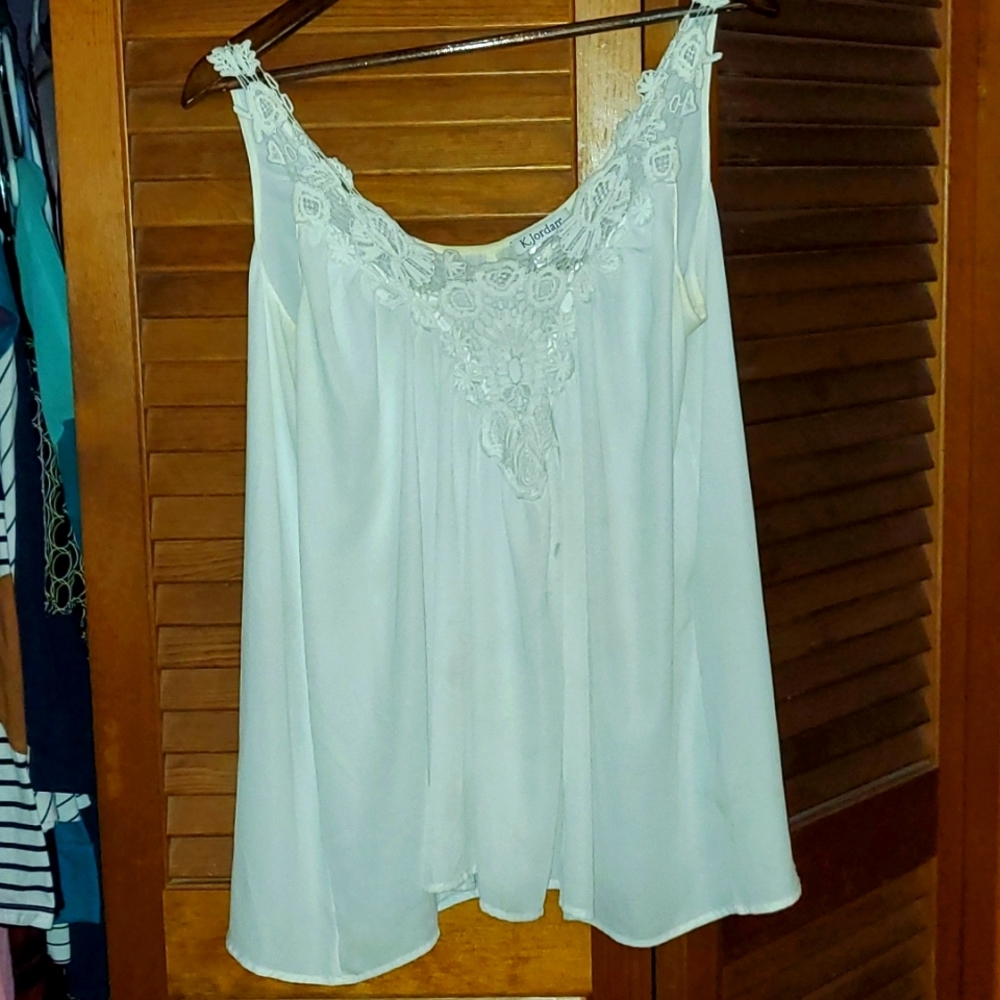 K.Jordan Crochet detail, flowy tank